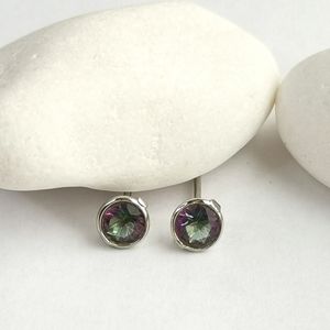 Mystic Topaz sterling silver stud earrings NEW